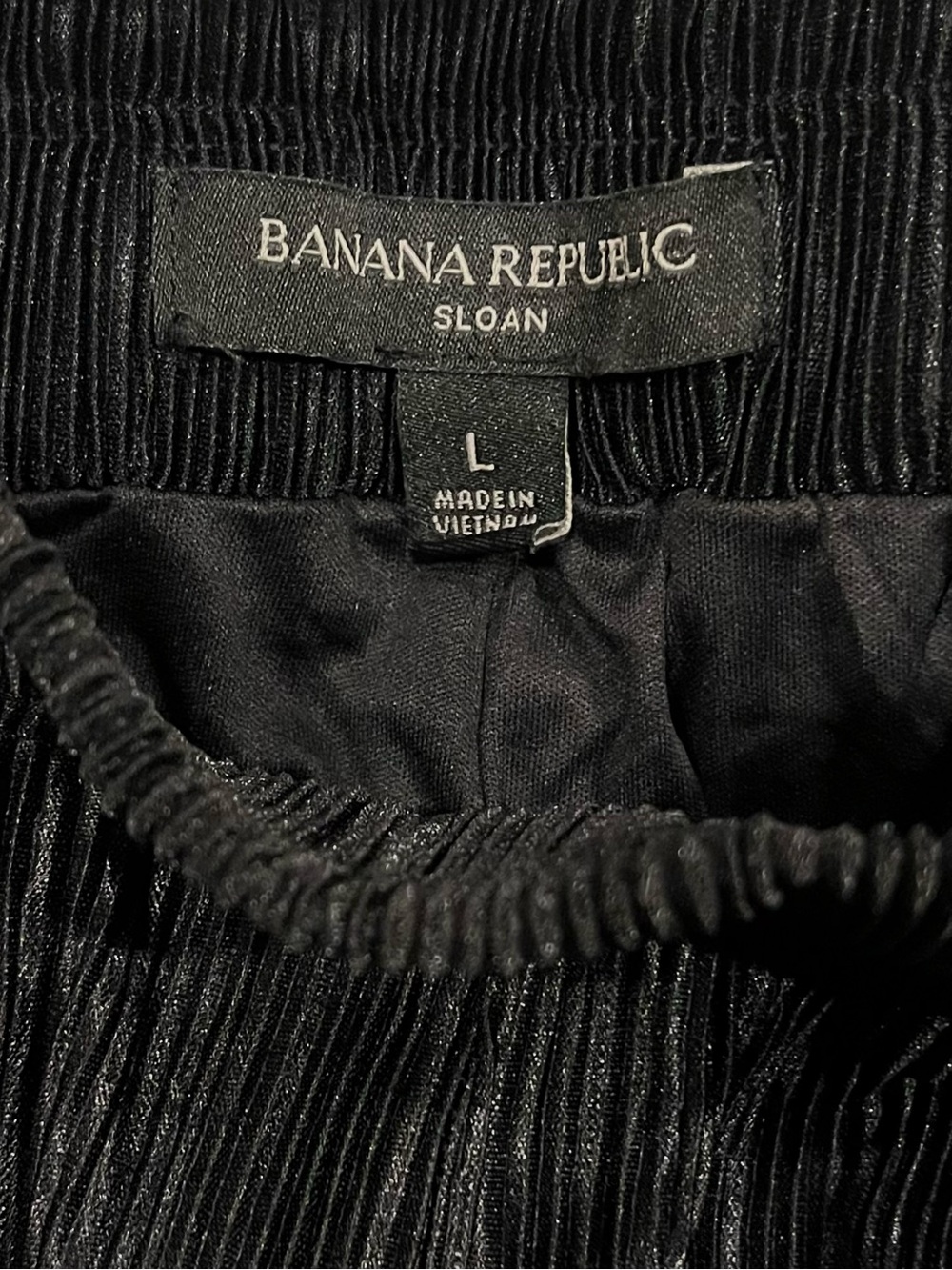 EUC Banana Republic Wide Leg Plisse Sloan Dress Pant Pockets Flowy Lined Black L - Picture 4 of 9
